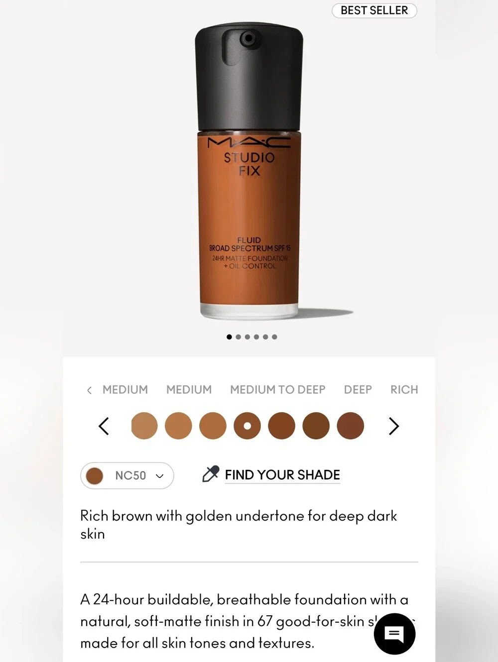 NWT MAC Cosmetics Studio Fix Fluid Foundation  (NC50)